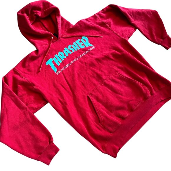 Thrasher Hoodie – Red w/ Teal Logo (mens M) - Picture 3 of 12